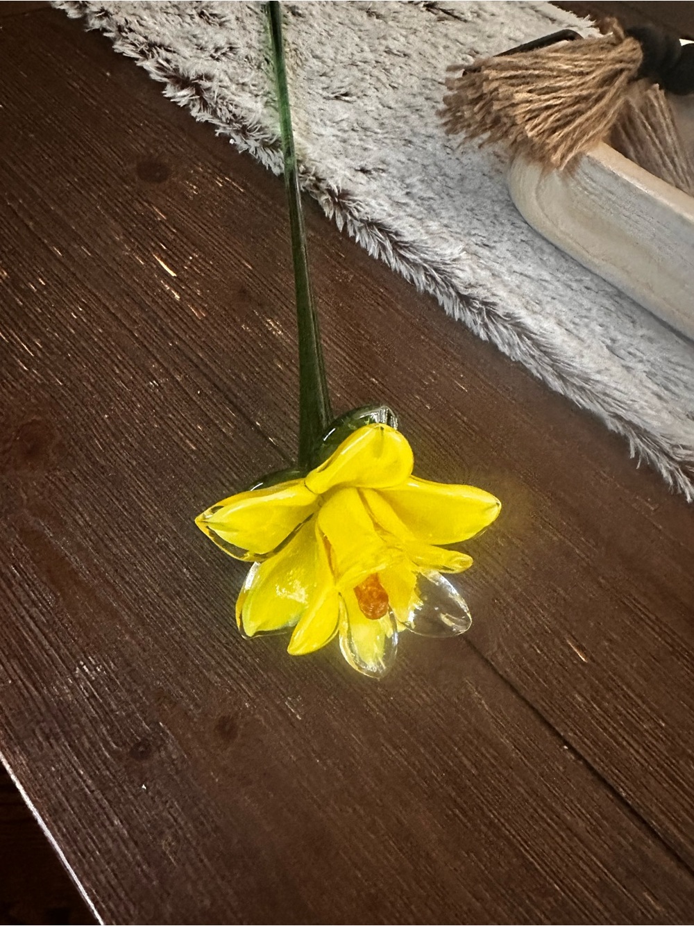 Artisan Yellow Glass Daffodil Accent Flower